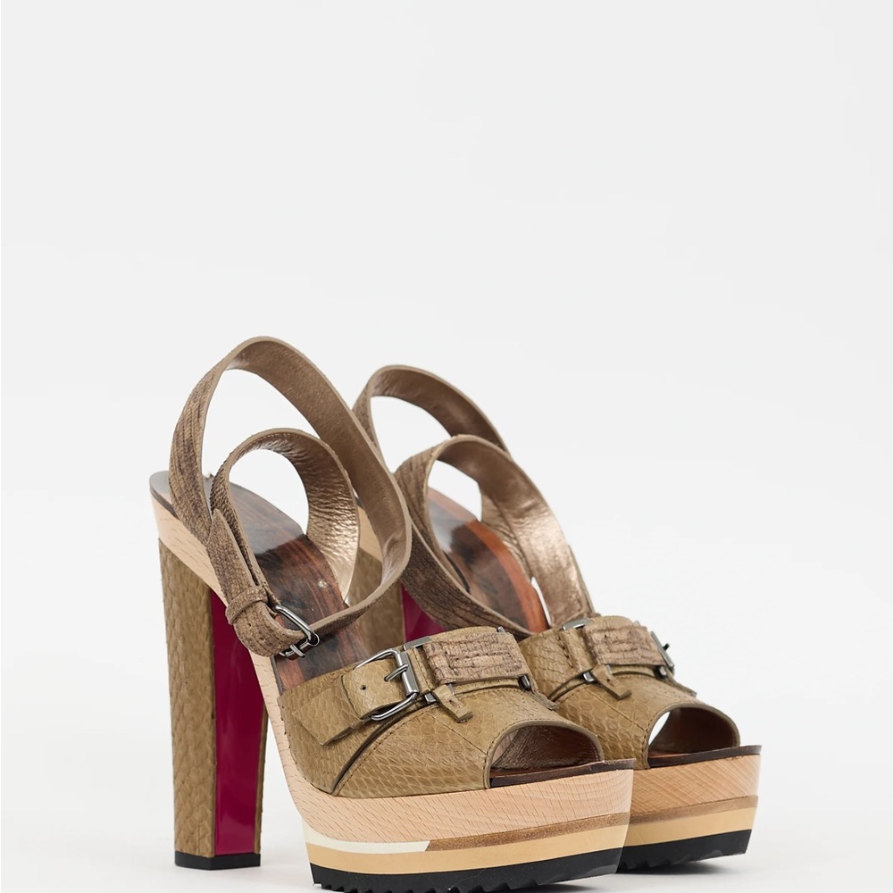 Lanvin Platform Slingback Sandals in Metallic Taupe